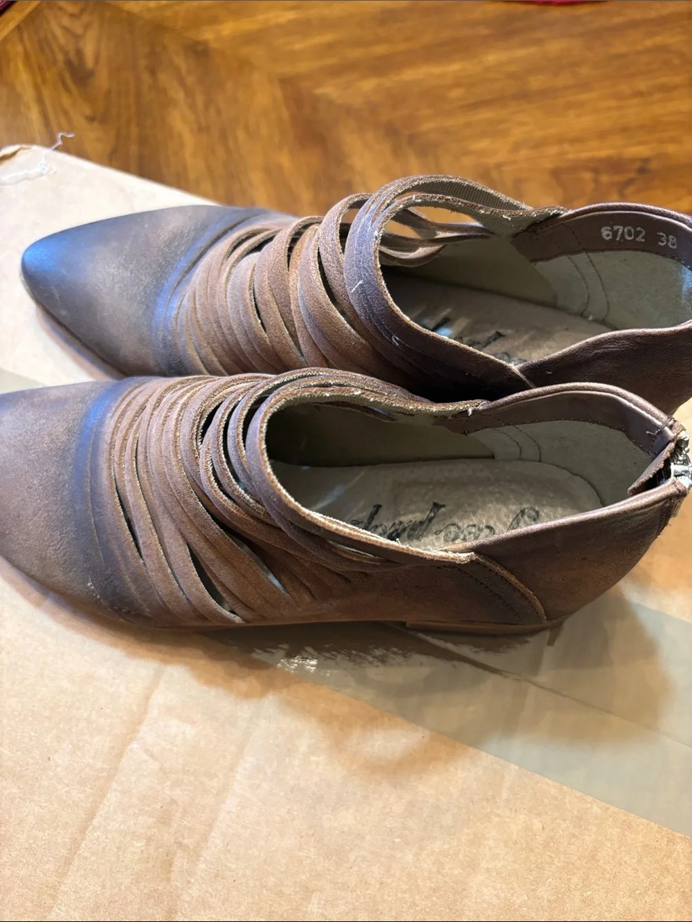Free People Brown Suede Pointed Toe Wrap Booties